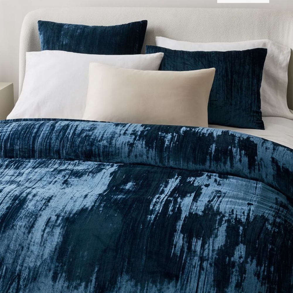 west elm velvet duvet cover blue